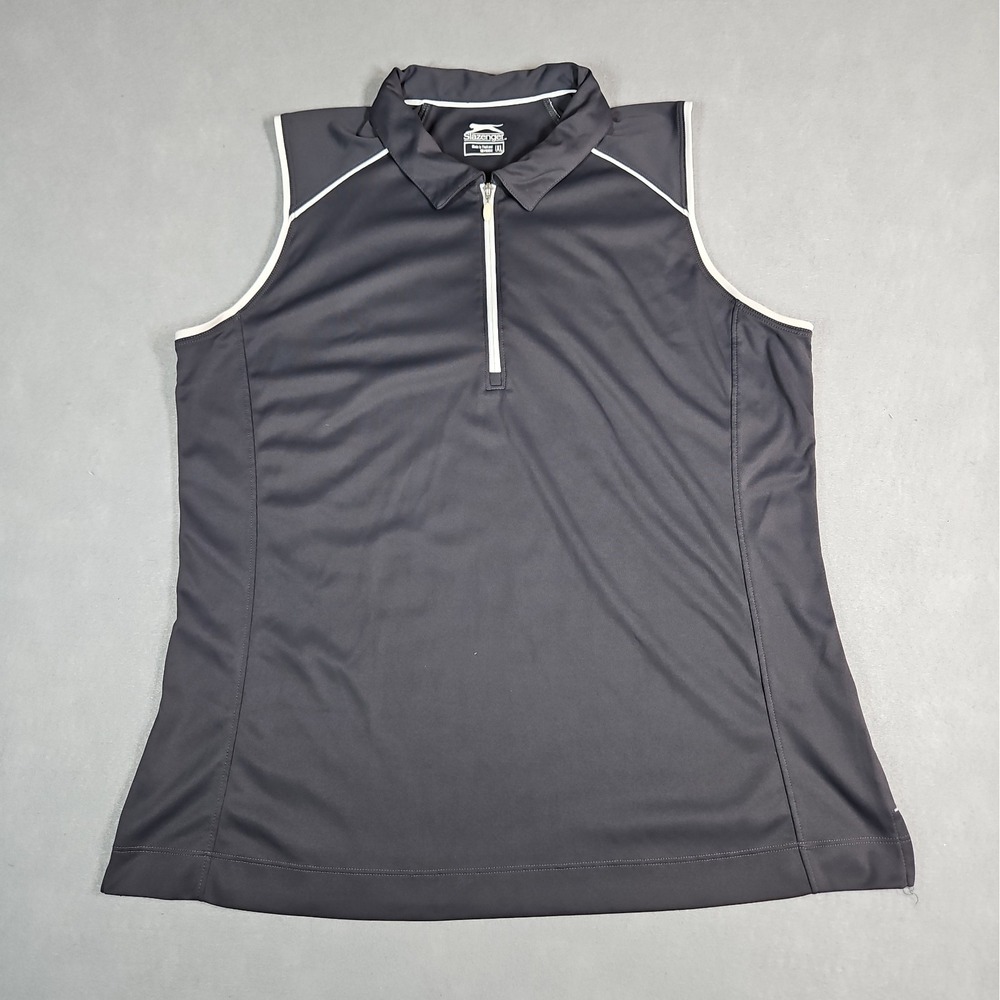 Slazenger Womens Gray 1/4 Zip Sleeveless Golf Polo Size XL